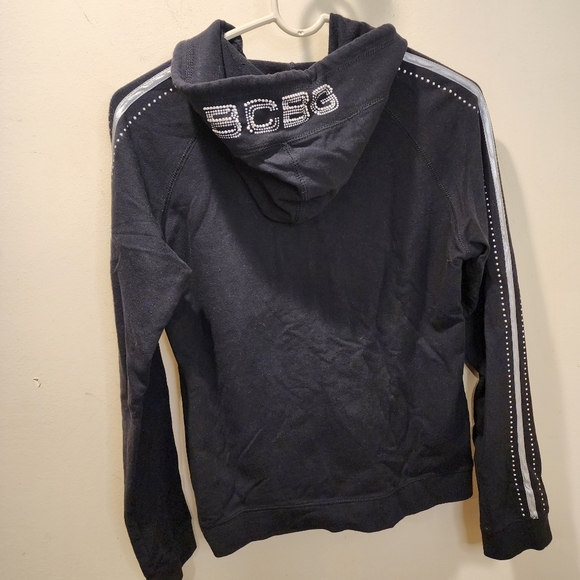 BCBGMAXZARIA Women's black zip-up cotton  Hooded sweater size L - Picture 11 of 13